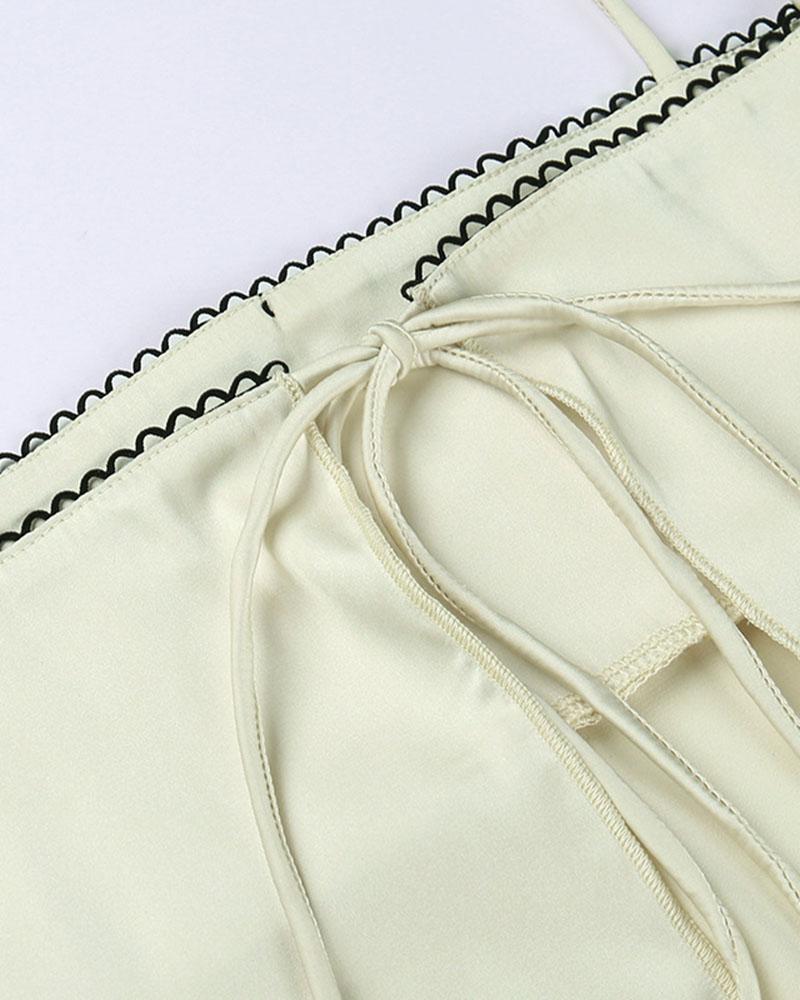 Mermaid Polyester Cami Top with Satin Texture