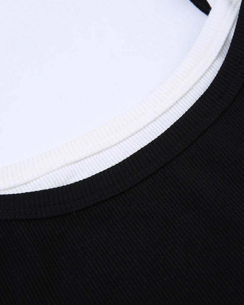 Layered Polyester Tank Top with Cotton Fabric