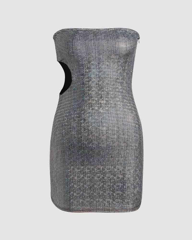 Glitter Strapless Dress with Cutout Details Main image