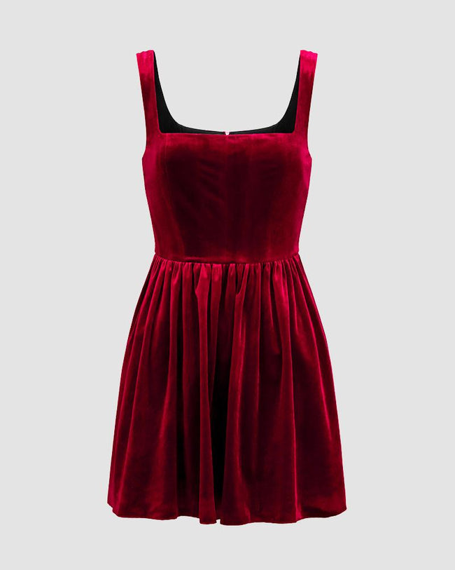 Velvet Stretch-Blend Mini Dress with Polyester Fabric Main image