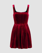 Velvet Stretch-Blend Mini Dress with Polyester Fabric