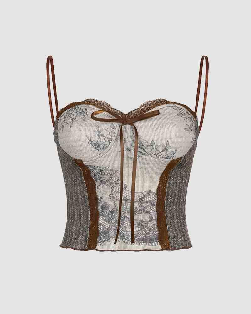 Lace Cami Top with Bow Details