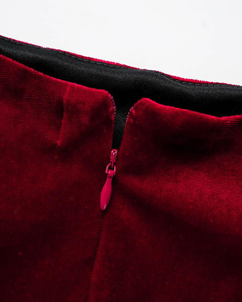 Velvet Stretch-Blend Mini Dress with Polyester Fabric