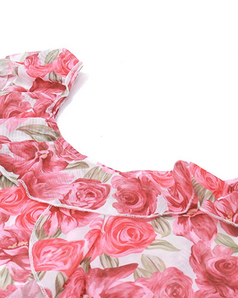 Floral Stretch-Blend Maxi Dress with Polyester Fabric