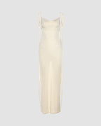 Open-Back Stretch-Blend Maxi Dress with Polyester Fabric