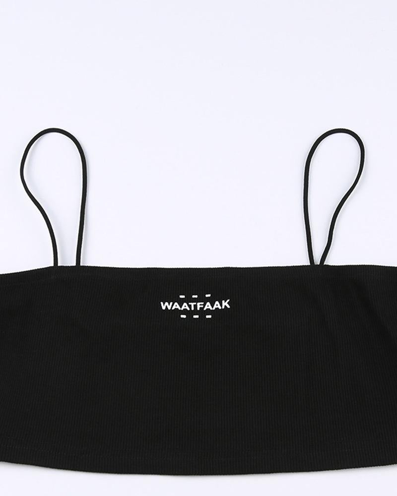 Strapless Polyester Cami Top with Lettering
