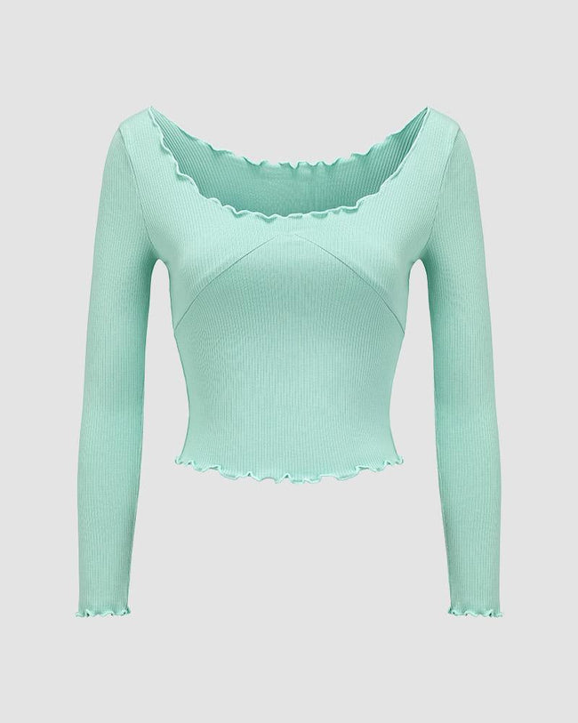 Ribbed Lace Top with Lettuce Edges Main image