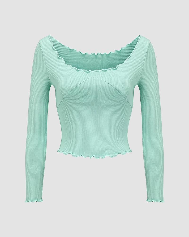 Ribbed Lace Top with Lettuce Edges