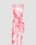 Stretch-Blend Polyester Wrap-Style Mini Dress
