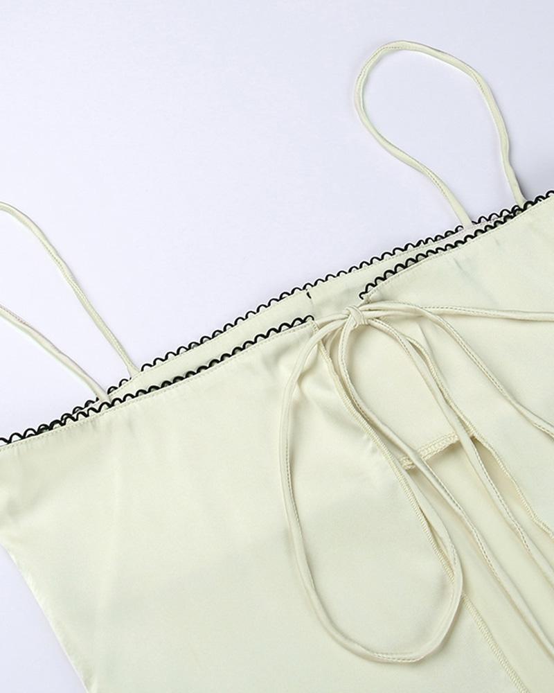 Mermaid Polyester Cami Top with Satin Texture