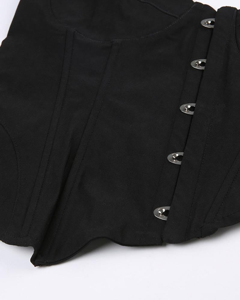 One-Shoulder Polyester Top with Corset Details