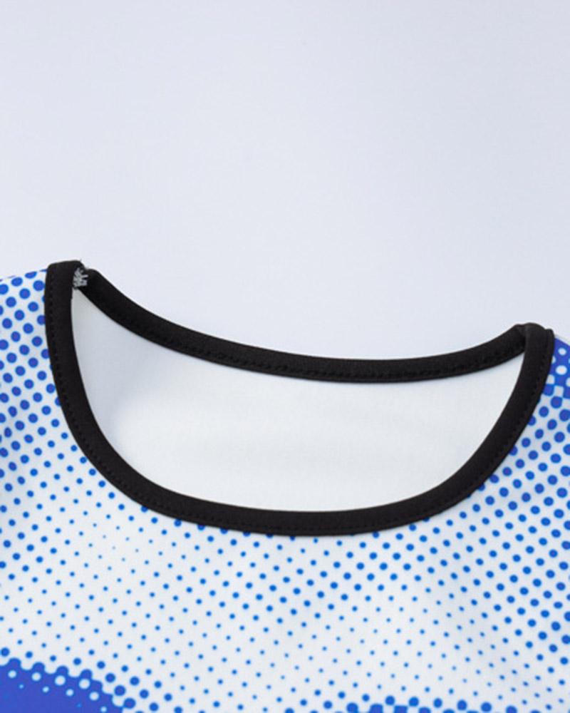 Printed Stretch-Blend Cropped Tank Top with Polyester Fabric