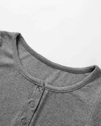 Button-Detail Stretch-Blend Cropped Top with Polyester Fabric