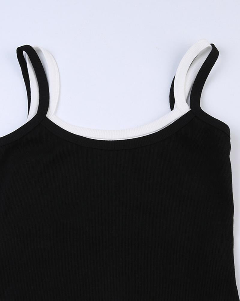 Layered Polyester Tank Top with Cotton Fabric