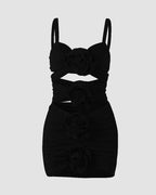 Rose-Detail Dress with Cutout Details