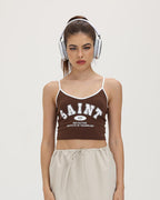 Lettered Cami Cropped Top with Cotton Fabric