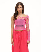Mesh Acrylic Ribbed Cropped Top