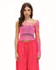 Mesh Acrylic Ribbed Cropped Top