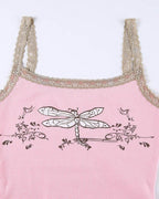 Lace Polyester Cami Top with Cotton Fabric