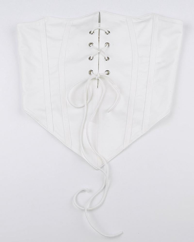 Polyester Cropped Corset Top with Stretch-Blend Fabric