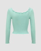 Ribbed Lace Top with Lettuce Edges