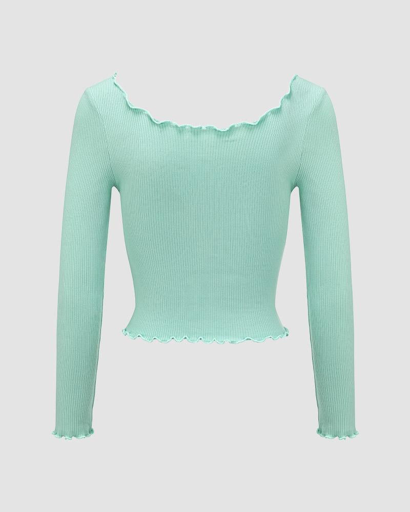Ribbed Lace Top with Lettuce Edges
