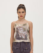 Polyester Stretch-Blend Cropped Top with Sleeveless Cut