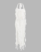 Ruffled Stretch-Blend Maxi Dress with Polyester Fabric
