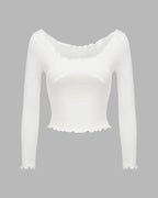 Ribbed Lace Top with Lettuce Edges