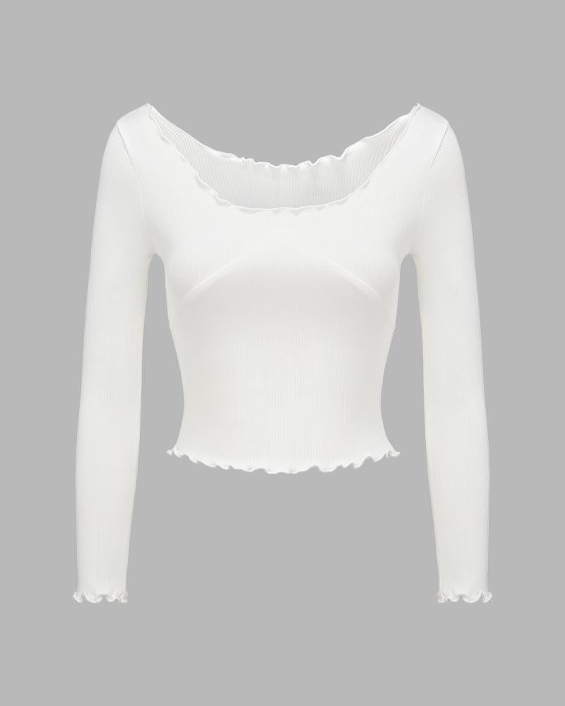 Ribbed Lace Top with Lettuce Edges