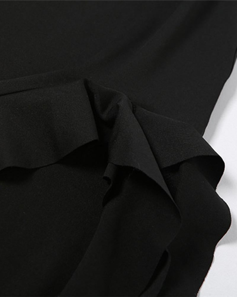 Wing-Graphic Strapless Slit-Detail Dress