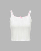 Lace Stretch-Blend Cami Top with Cotton Fabric