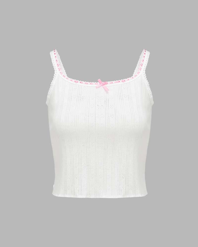 Lace Stretch-Blend Cami Top with Cotton Fabric