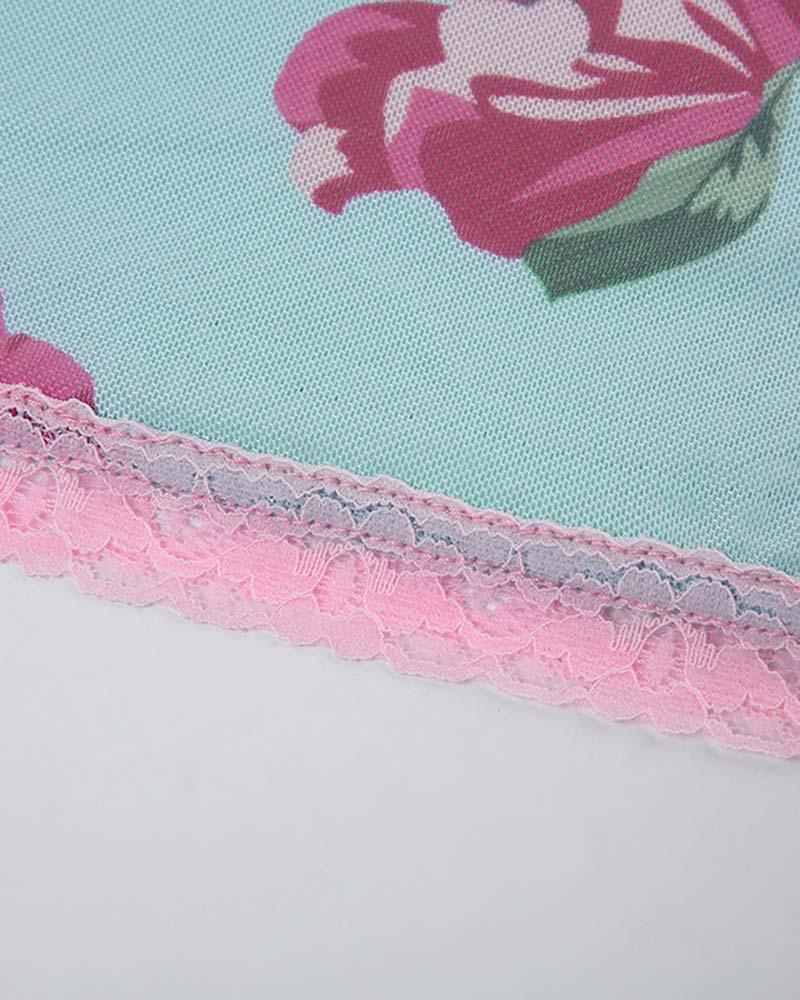 Floral Lace Cami Top with Mesh Detailing