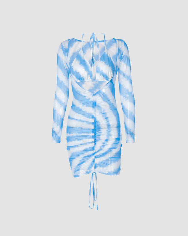 Mesh Stretch-Blend Midi Dress with Polyester Fabric Main image