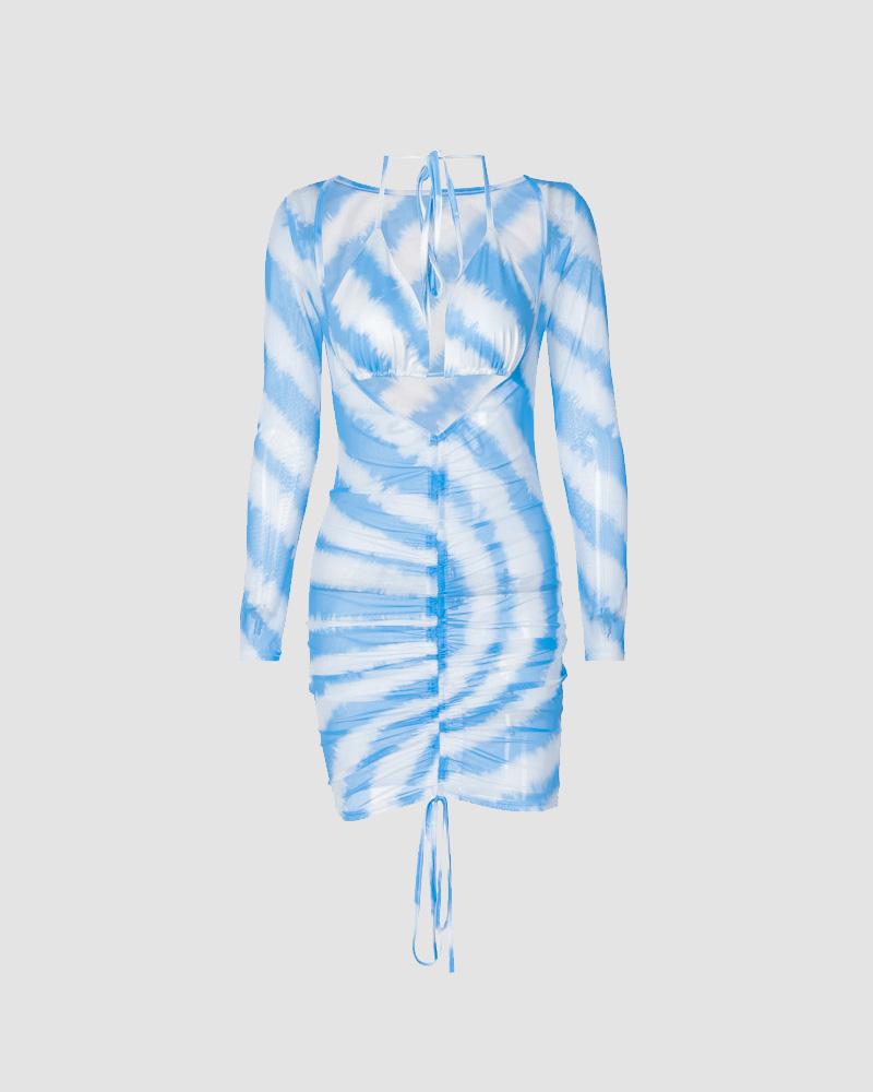 Mesh Stretch-Blend Midi Dress with Polyester Fabric