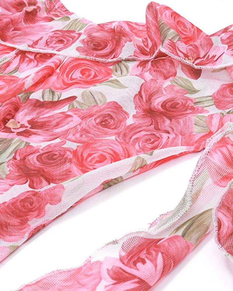 Floral Stretch-Blend Maxi Dress with Polyester Fabric