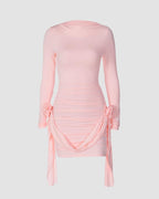 Rose-Detail Stretch-Blend Mini Dress with Polyester Fabric