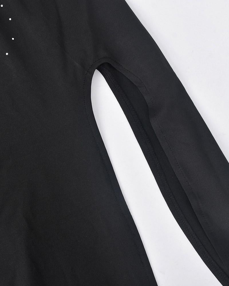 Cross-Detail Polyester Strapless Dress