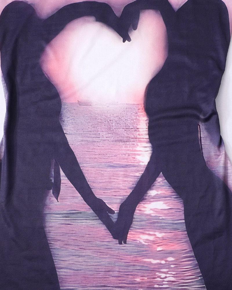 One-Shoulder Polyester Dress with Heart Details