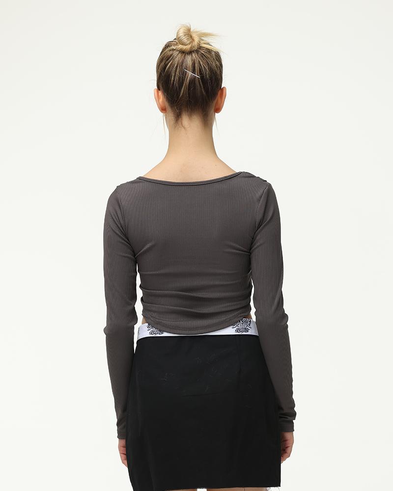 Corset-Style Polyester Top with Long Sleeves