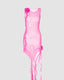 Mesh Polyester Dress with Floral Details