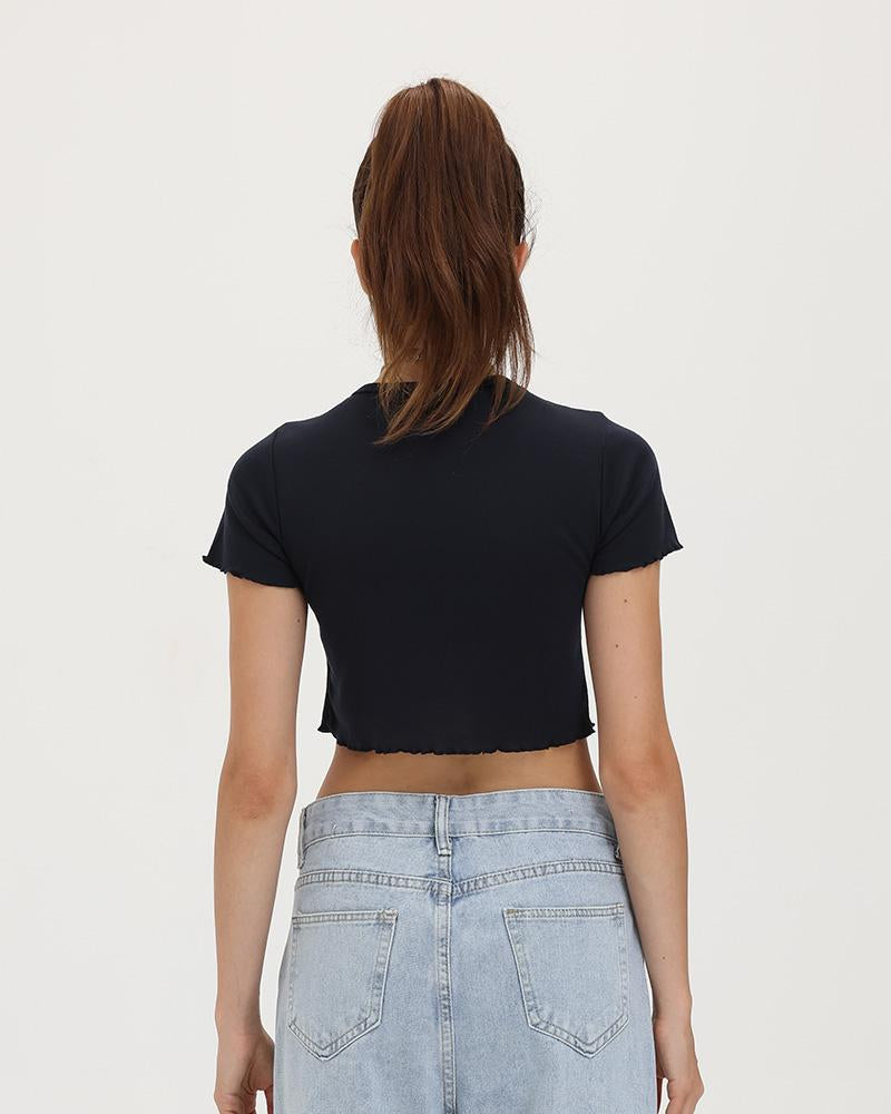 Dragon-Motif Stretch-Blend Cotton Cropped T-Shirt