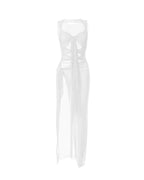 Cutout Polyester Dress with Mesh Detailing