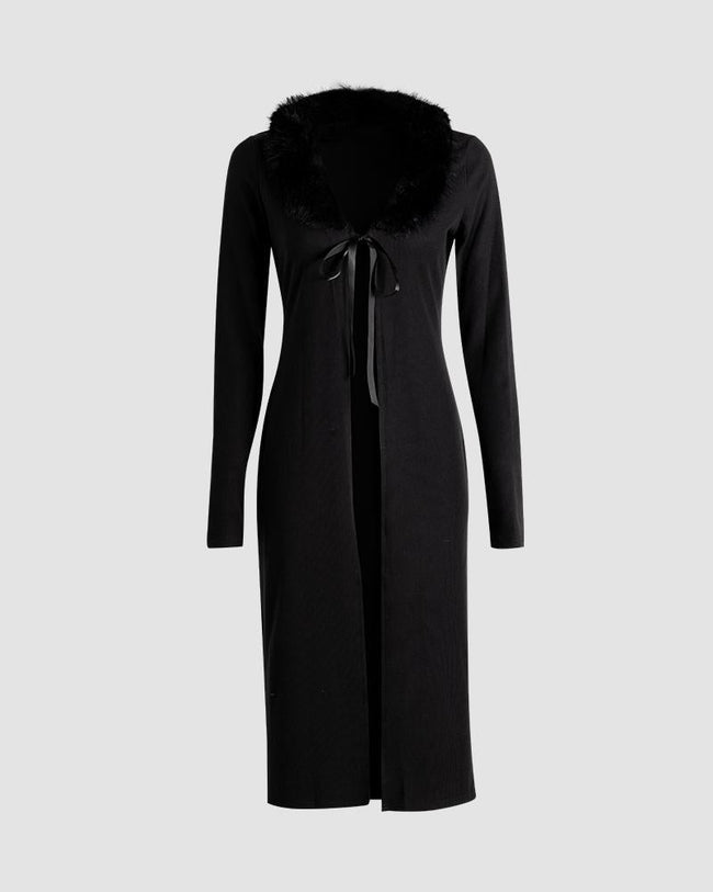 Polyester Stretch-Blend Cardigan with Long Sleeves Main image