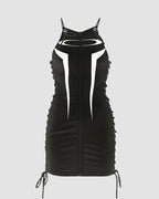 Zip-Detail Stretch-Blend Dress with Polyester Fabric