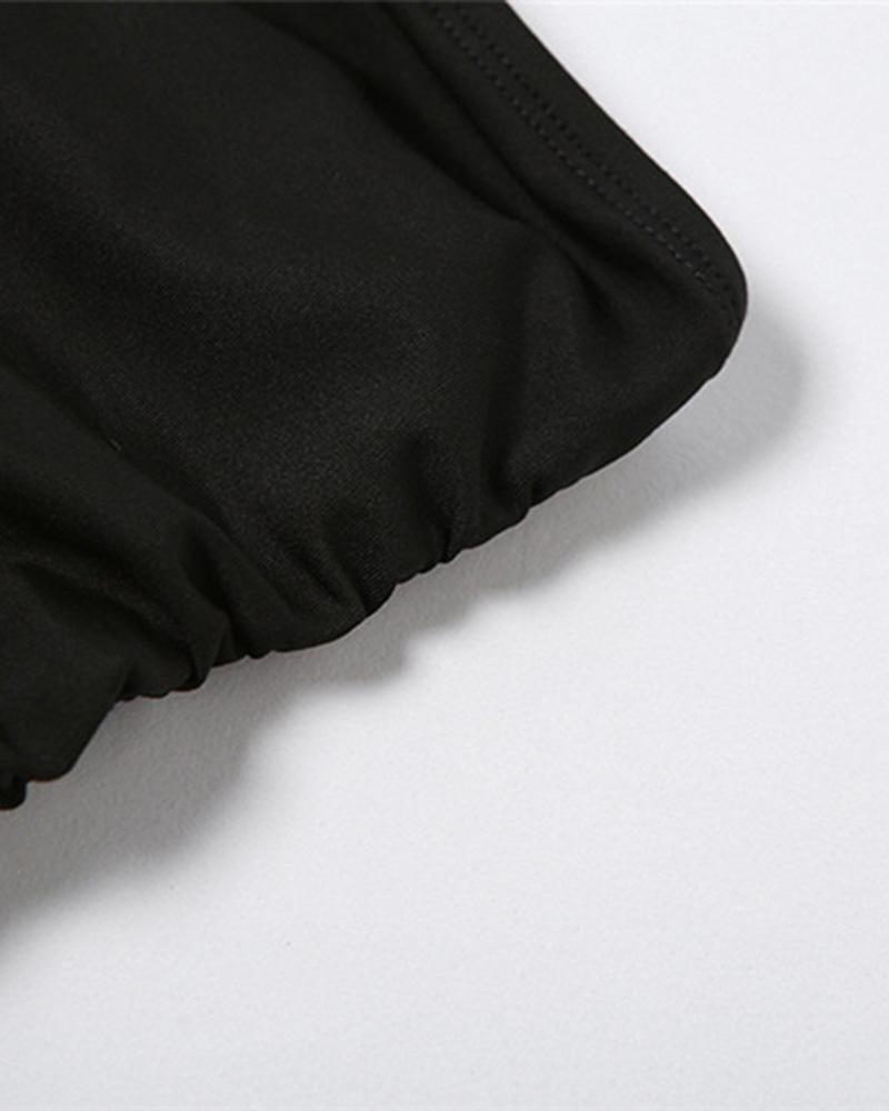 Wing-Graphic Strapless Slit-Detail Dress