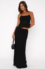 Maxi Polyester Two-Piece Set with Mesh Detailing