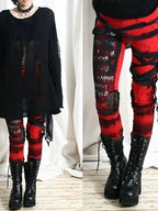 Gothic Distressed Gathered Leggings
