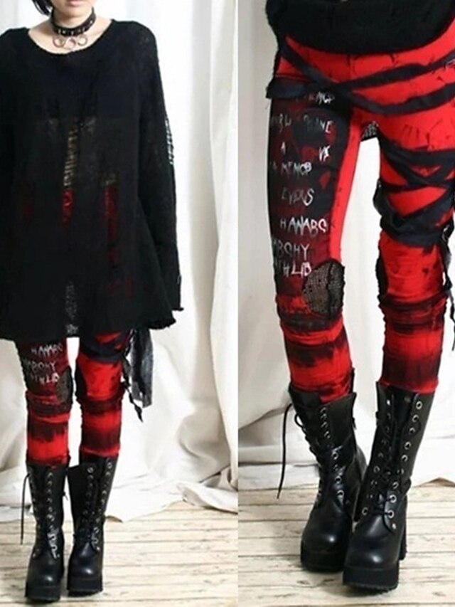 Gothic Distressed Gathered Leggings